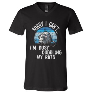 IM Busy Cuddling My Rats Rodent Lover Rat Owner V-Neck T-Shirt