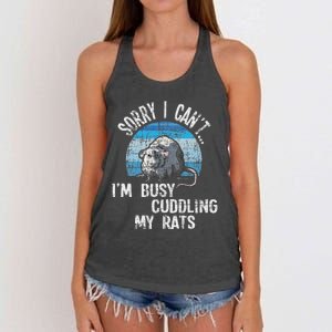 IM Busy Cuddling My Rats Rodent Lover Rat Owner Women's Knotted Racerback Tank