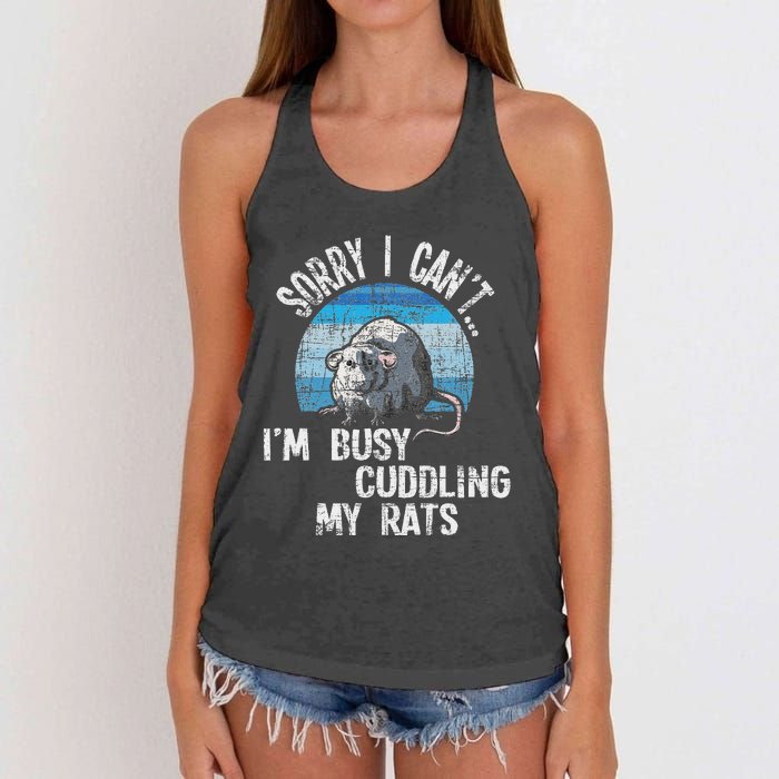 IM Busy Cuddling My Rats Rodent Lover Rat Owner Women's Knotted Racerback Tank