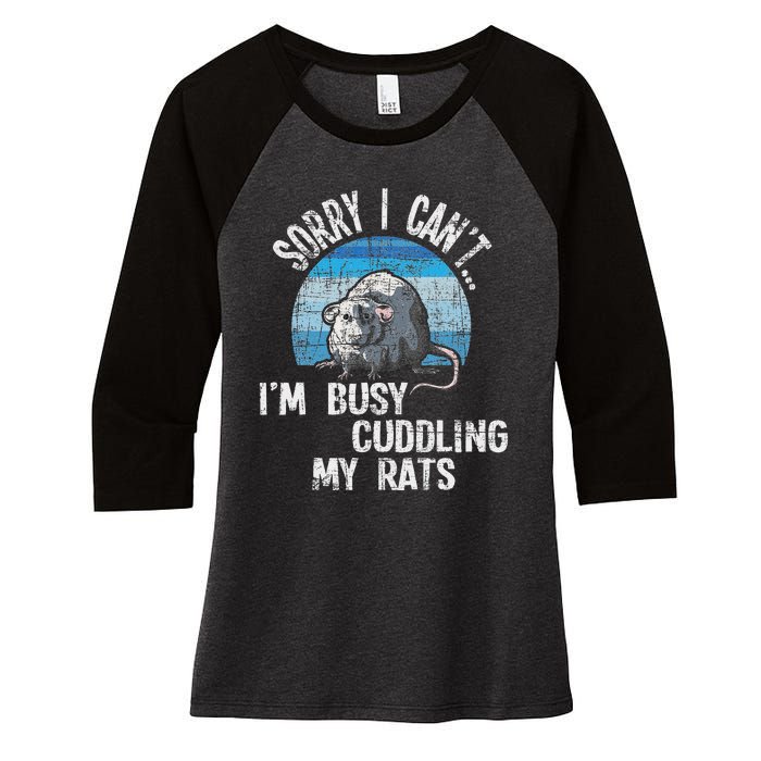 IM Busy Cuddling My Rats Rodent Lover Rat Owner Women's Tri-Blend 3/4-Sleeve Raglan Shirt