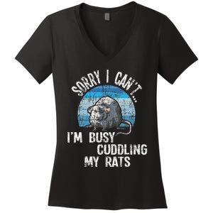 IM Busy Cuddling My Rats Rodent Lover Rat Owner Women's V-Neck T-Shirt