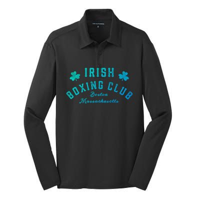 Irish Boxing Club Boston Massachusetts Cute Gift Shamrock Meaningful Gift Silk Touch Performance Long Sleeve Polo