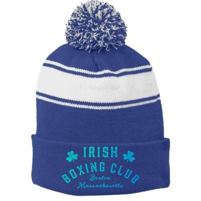 Irish Boxing Club Boston Massachusetts Cute Gift Shamrock Meaningful Gift Stripe Pom Pom Beanie