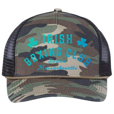 Irish Boxing Club Boston Massachusetts Cute Gift Shamrock Meaningful Gift Retro Rope Trucker Hat Cap