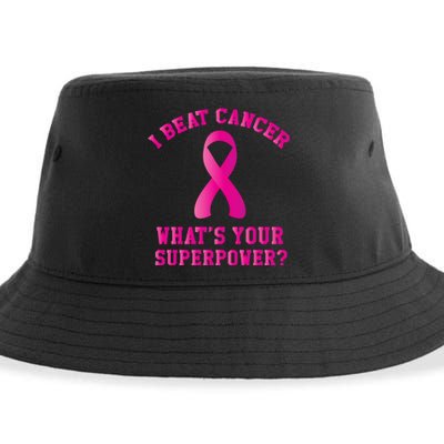 I Beat Cancer What's Your Superpower Gift Sustainable Bucket Hat