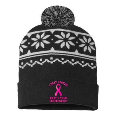 I Beat Cancer What's Your Superpower Gift USA-Made Snowflake Beanie