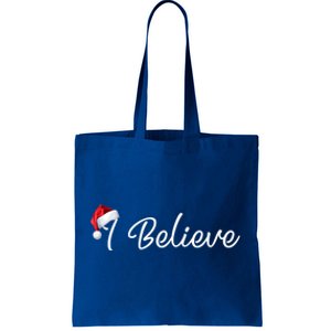 I Believe Cute Santa Hat Christmas Believe In Santa Gift Tote Bag