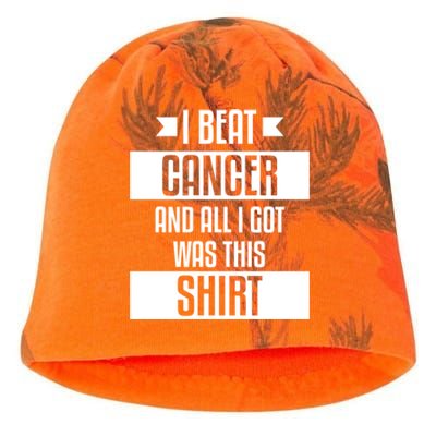 I Beat Cancer And All I Got Was This Funny Gift Cancer Patient Gift Kati - Camo Knit Beanie