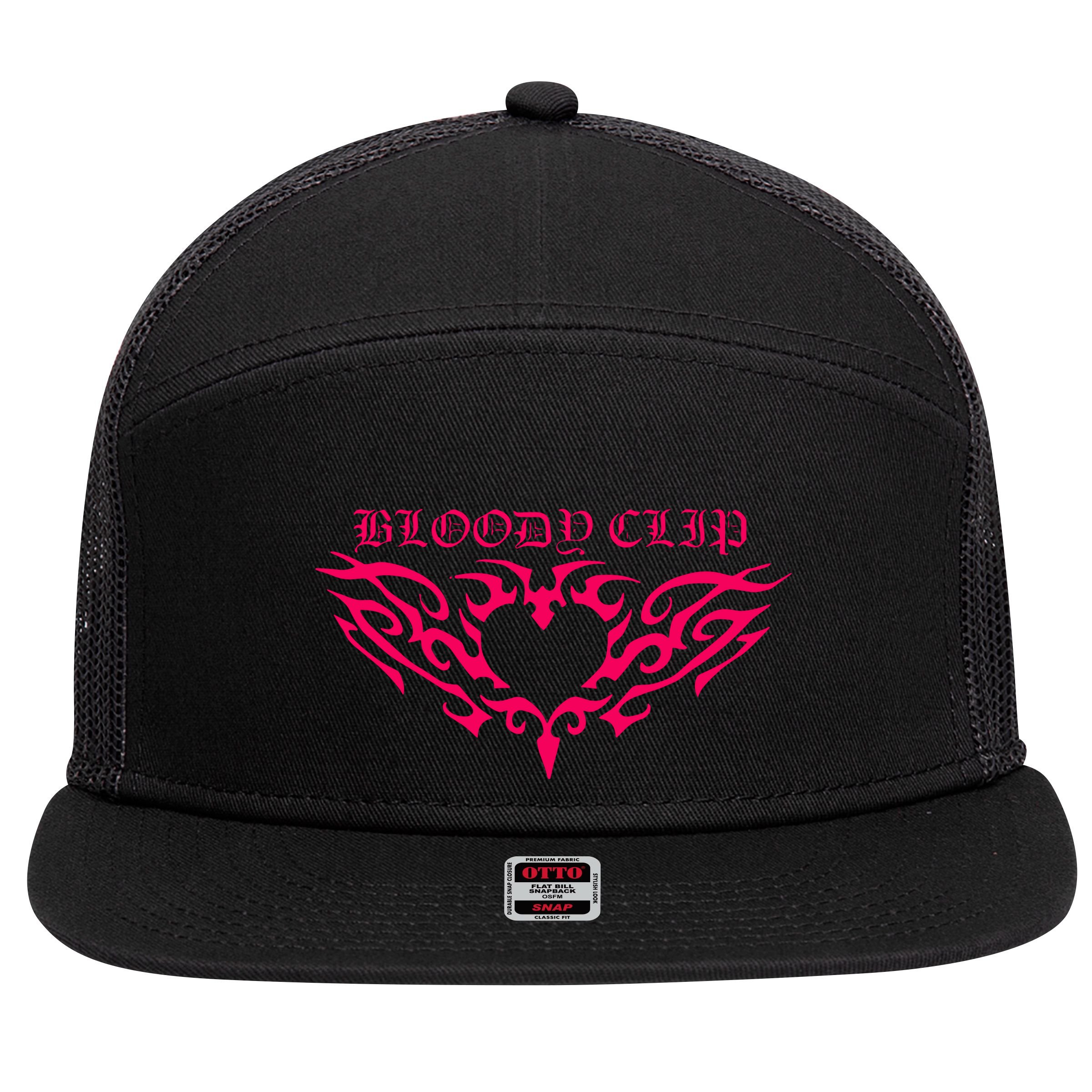 Imnotclip Bloody Clip Heart 7 Panel Mesh Trucker Snapback Hat