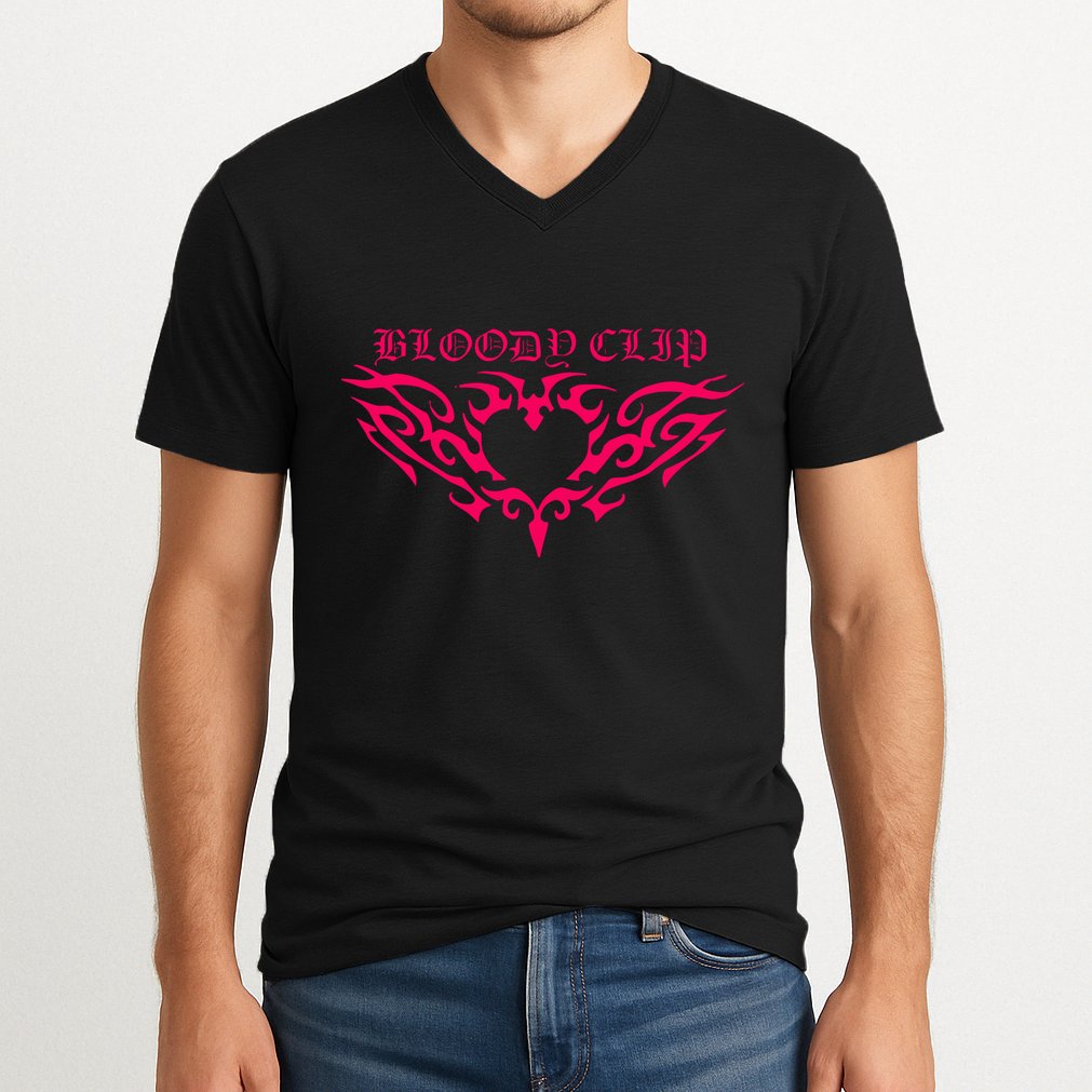Imnotclip Bloody Clip Heart V-Neck T-Shirt