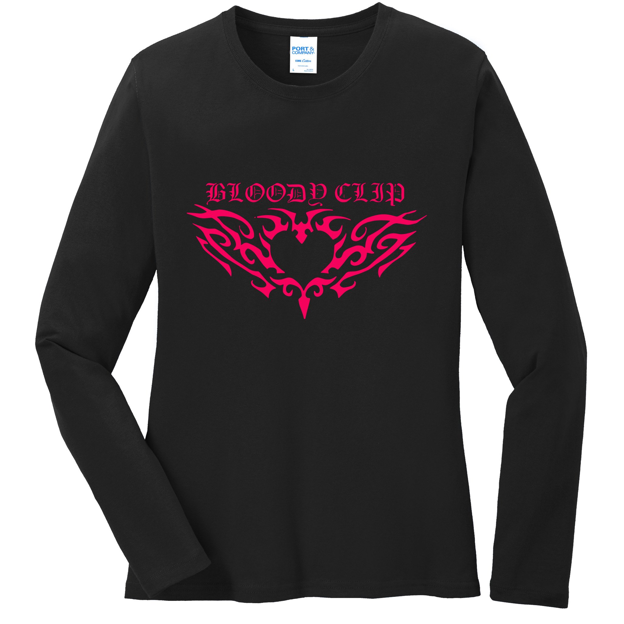 Imnotclip Bloody Clip Heart Ladies Long Sleeve Shirt