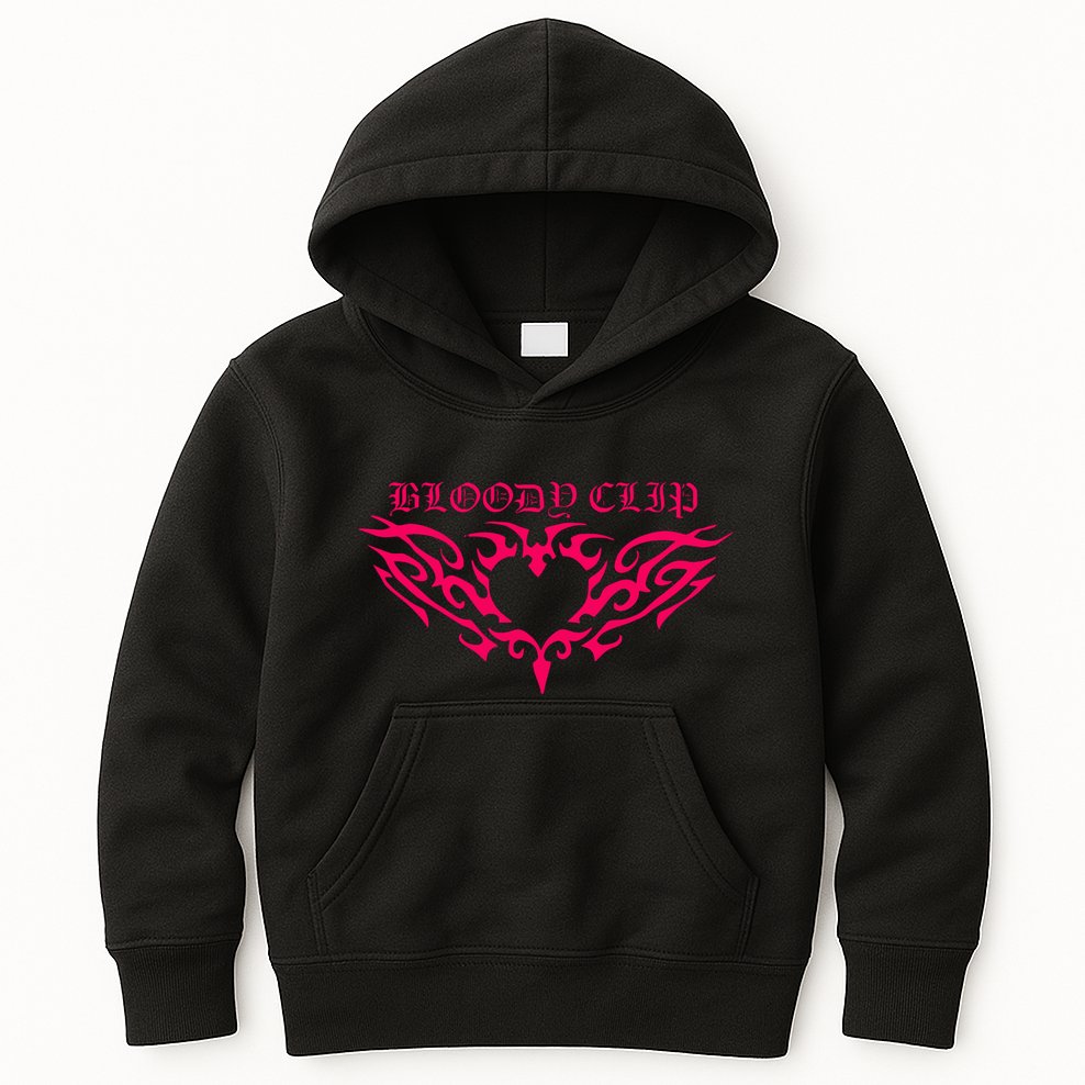 Imnotclip Bloody Clip Heart Kids Hoodie