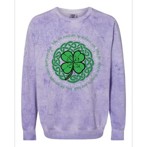 Irish Blessing Celtic Knot & 4 Leaf Clover Luck Version B Colorblast Crewneck Sweatshirt