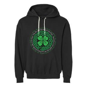 Irish Blessing Celtic Knot & 4 Leaf Clover Luck Version B Garment-Dyed Fleece Hoodie