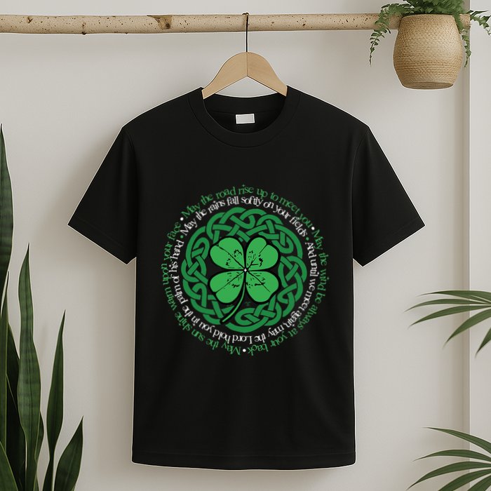 Irish Blessing Celtic Knot & 4 Leaf Clover Luck Version B T-Shirt