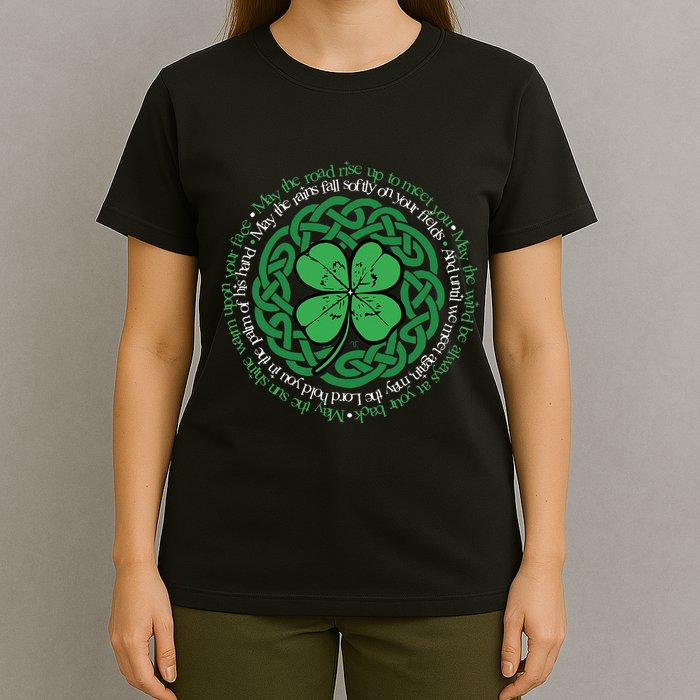 Irish Blessing Celtic Knot & 4 Leaf Clover Luck Version B T-Shirt