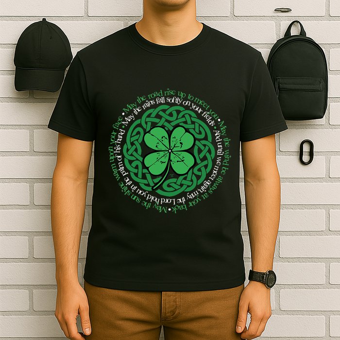 Irish Blessing Celtic Knot & 4 Leaf Clover Luck Version B T-Shirt