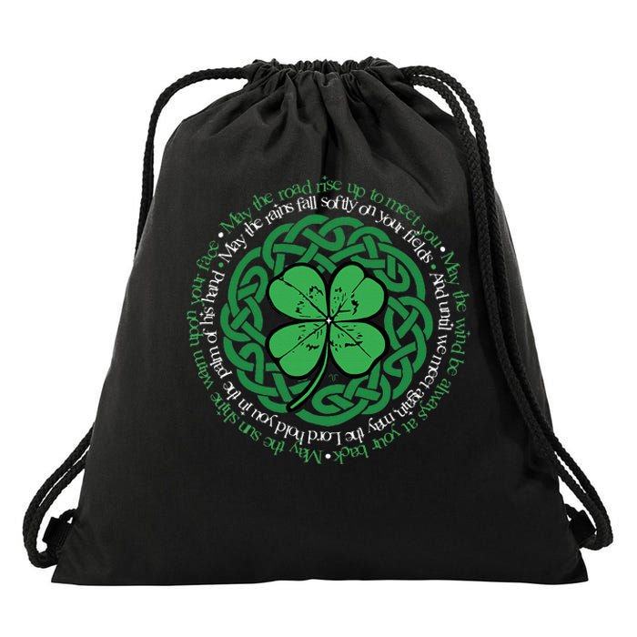 Irish Blessing Celtic Knot & 4 Leaf Clover Luck Version B Drawstring Bag