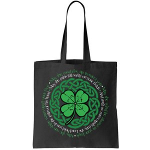 Irish Blessing Celtic Knot & 4 Leaf Clover Luck Version B Tote Bag