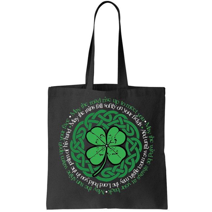 Irish Blessing Celtic Knot & 4 Leaf Clover Luck Version B Tote Bag