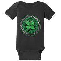 Irish Blessing Celtic Knot & 4 Leaf Clover Luck Version B Baby Bodysuit