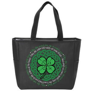 Irish Blessing Celtic Knot & 4 Leaf Clover Luck Version B Zip Tote Bag