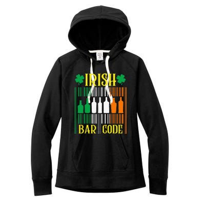 Irish Bar Code Funny St. Patrick's Day Party Shamrock Cute Women's Fleece Hoodie