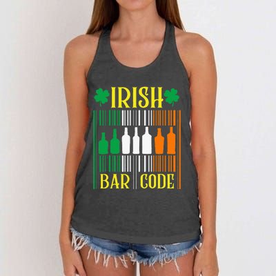 Irish Bar Code Funny St. Patrick's Day Party Shamrock Cute Women's Knotted Racerback Tank