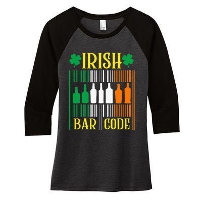 Irish Bar Code Funny St. Patrick's Day Party Shamrock Cute Women's Tri-Blend 3/4-Sleeve Raglan Shirt