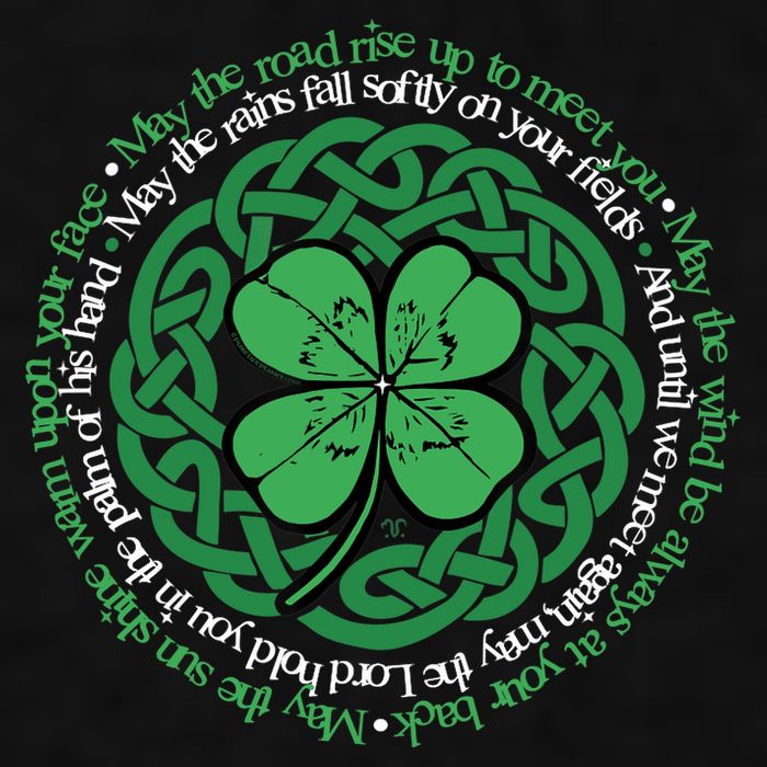 Irish Blessing, Celtic Knot & 4-Leaf Clover Luck Version B Ladies PosiCharge Tri-Blend Wicking Tank
