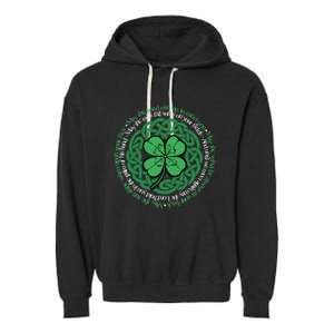 Irish Blessing, Celtic Knot & 4-Leaf Clover Luck Version B Garment-Dyed Fleece Hoodie