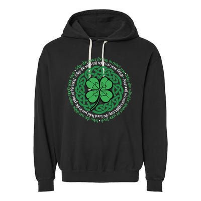 Irish Blessing, Celtic Knot & 4-Leaf Clover Luck Version B Garment-Dyed Fleece Hoodie
