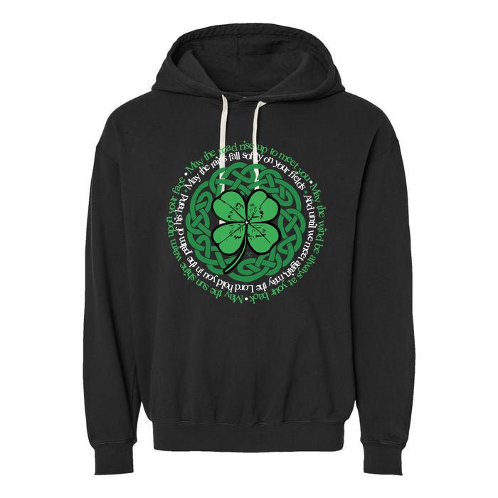 Irish Blessing, Celtic Knot & 4-Leaf Clover Luck Version B Garment-Dyed Fleece Hoodie