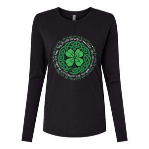 Irish Blessing, Celtic Knot & 4-Leaf Clover Luck Version B Womens Cotton Relaxed Long Sleeve T-Shirt