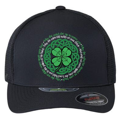 Irish Blessing, Celtic Knot & 4-Leaf Clover Luck Version B Flexfit Unipanel Trucker Cap