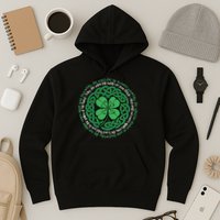 Irish Blessing, Celtic Knot & 4-Leaf Clover Luck Version B Hoodie