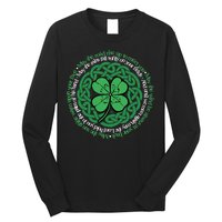Irish Blessing, Celtic Knot & 4-Leaf Clover Luck Version B Long Sleeve Shirt