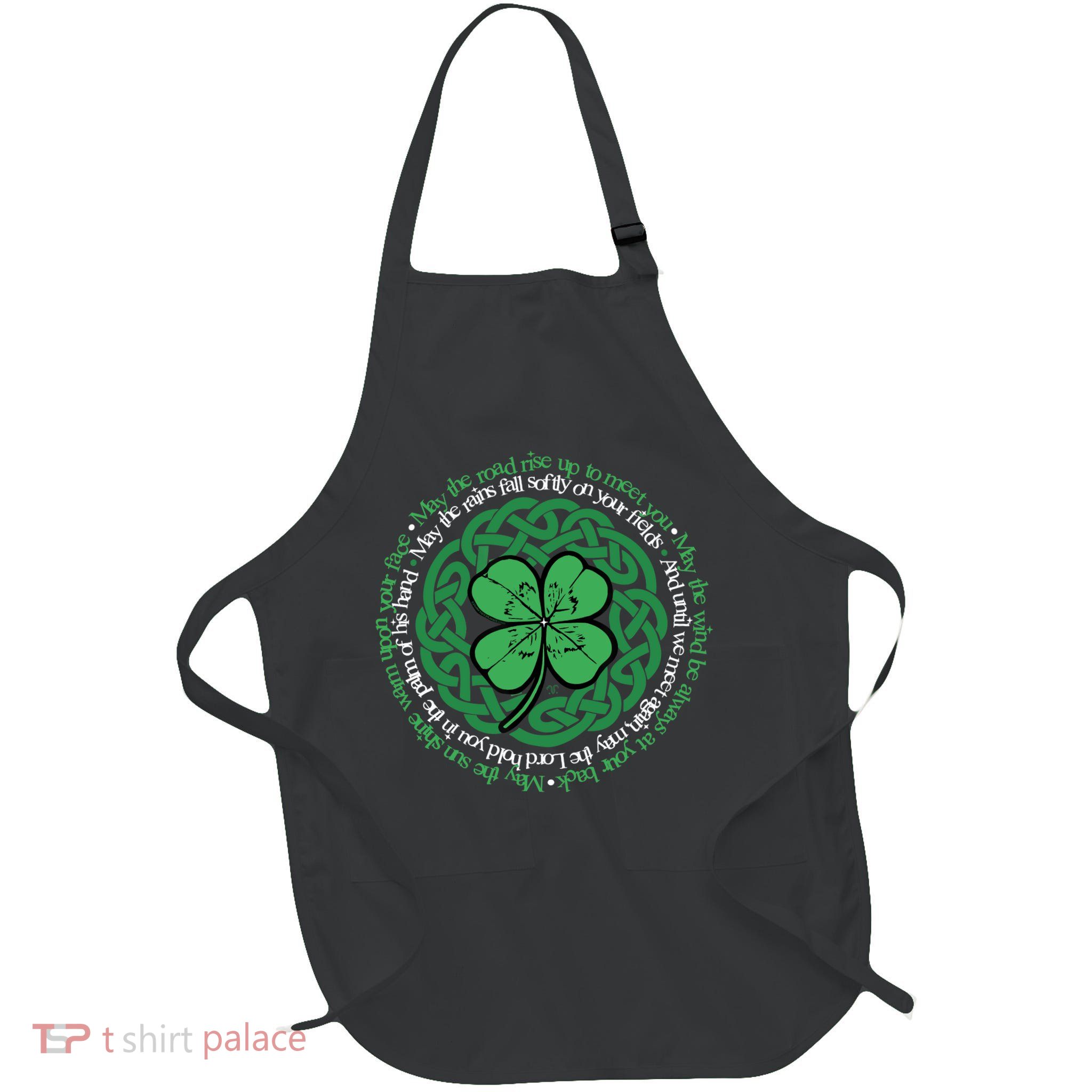 Irish Blessing, Celtic Knot & 4-Leaf Clover Luck Version B Apron