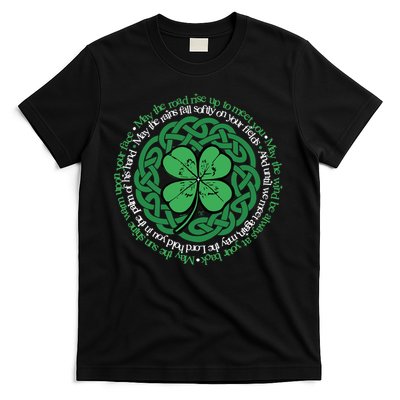 Irish Blessing, Celtic Knot & 4-Leaf Clover Luck Version B T-Shirt
