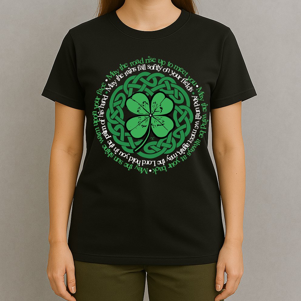 Irish Blessing, Celtic Knot & 4-Leaf Clover Luck Version B T-Shirt
