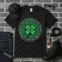 Irish Blessing, Celtic Knot & 4-Leaf Clover Luck Version B Tall T-Shirt