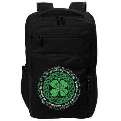 Irish Blessing, Celtic Knot & 4-Leaf Clover Luck Version B Impact Tech Backpack