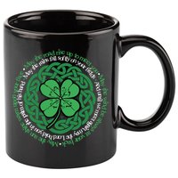 Irish Blessing, Celtic Knot & 4-Leaf Clover Luck Version B 11oz C Handle Ceramic Mug