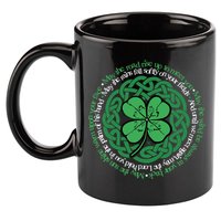 Irish Blessing, Celtic Knot & 4-Leaf Clover Luck Version B 11oz C Handle Ceramic Mug