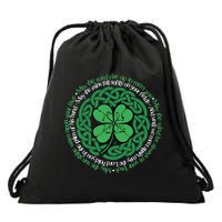 Irish Blessing, Celtic Knot & 4-Leaf Clover Luck Version B Drawstring Bag