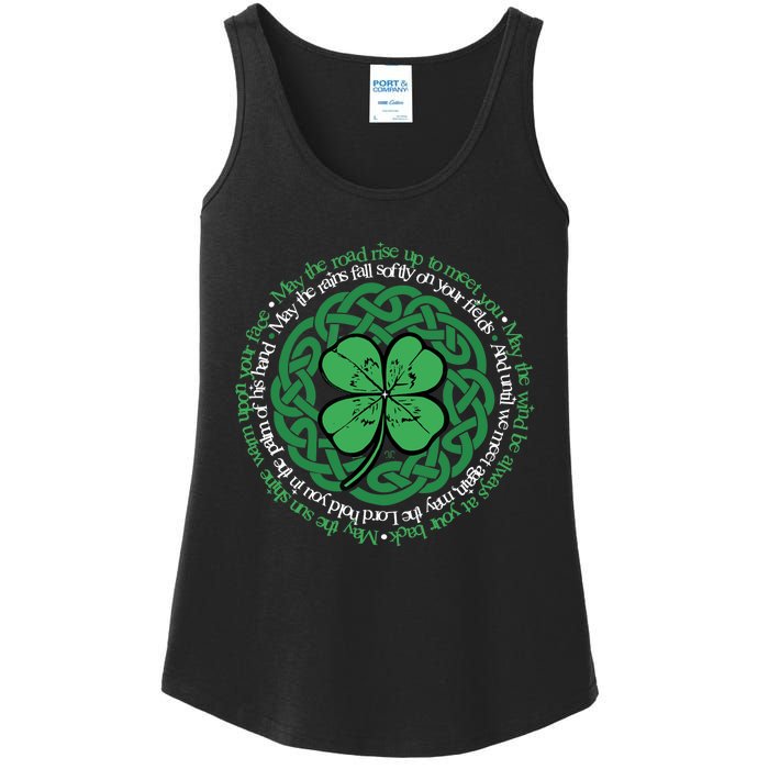 Irish Blessing, Celtic Knot & 4-Leaf Clover Luck Version B Ladies Essential Tank