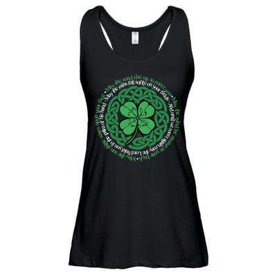 Irish Blessing, Celtic Knot & 4-Leaf Clover Luck Version B Ladies Essential Flowy Tank