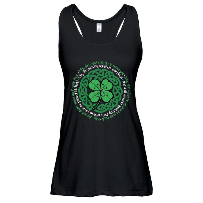 Irish Blessing, Celtic Knot & 4-Leaf Clover Luck Version B Ladies Essential Flowy Tank