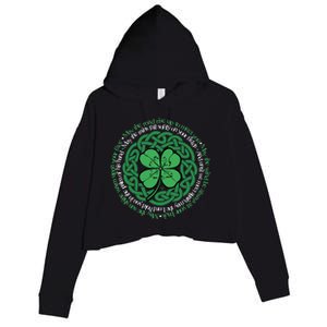 Irish Blessing, Celtic Knot & 4-Leaf Clover Luck Version B Crop Fleece Hoodie