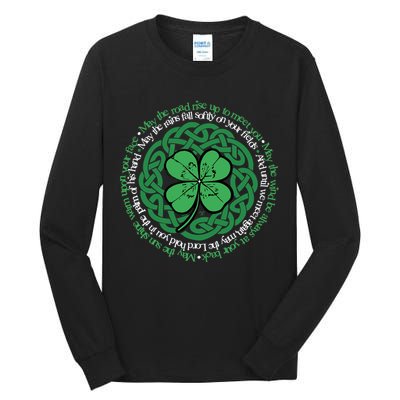Irish Blessing, Celtic Knot & 4-Leaf Clover Luck Version B Tall Long Sleeve T-Shirt